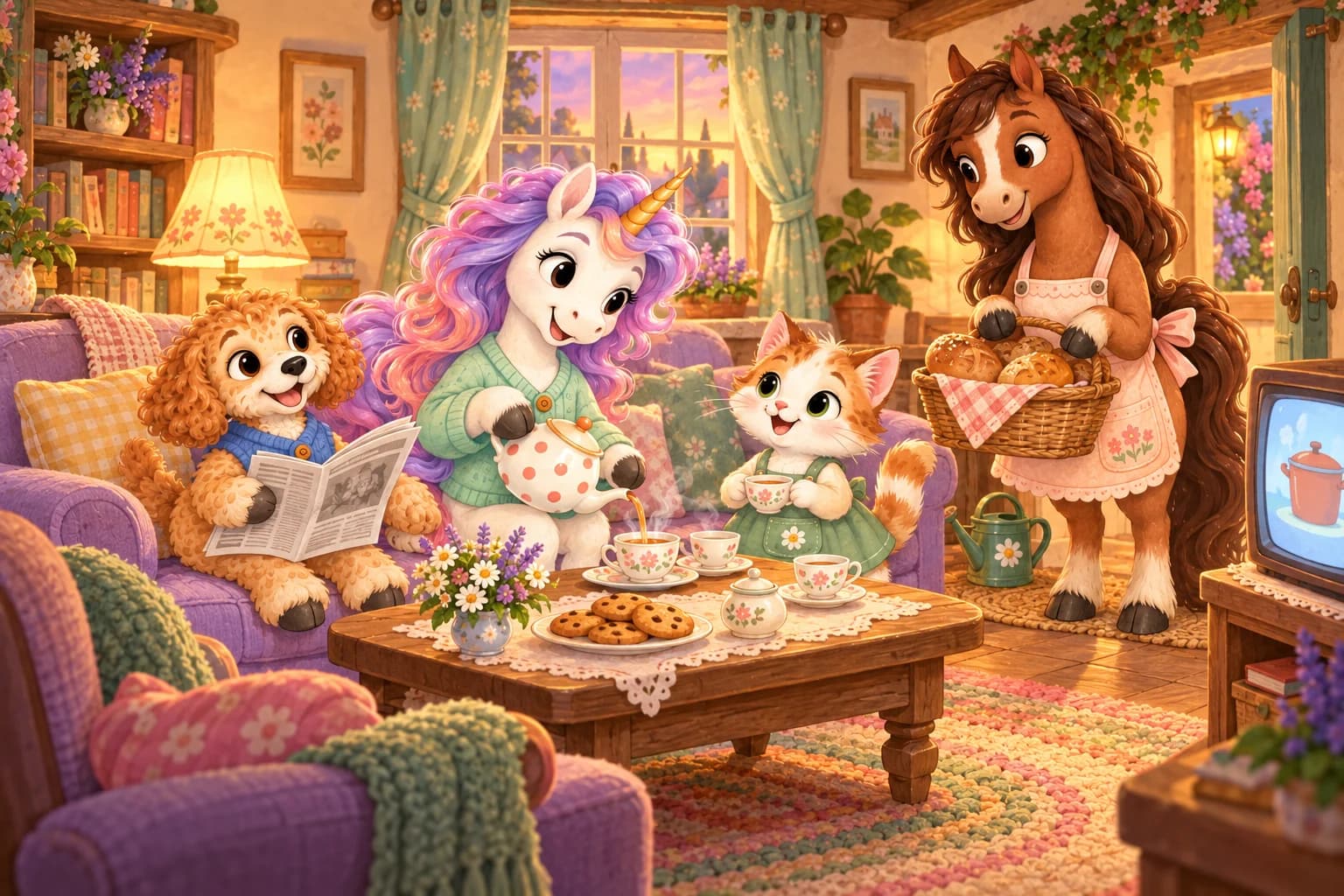 Tia, Andy, Lola and Mia share tea and a cosy afternoon at home.